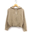 【中古】ヘザー Heather ニット パーカー リブ ケーブル編み ワイド ドロップショルダー ハーフジップ F ベージュ /NT1 レディース 【ベクトル ...
