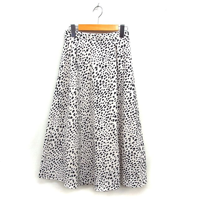 【中古】テチチ Te chichi スカート フレア ロング マキシ丈 タック ダルメシアン柄 バックジップ F オフホワイト /NT1 レディース 【ベクトル...