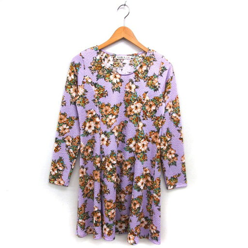 【中古】キューティーブロンド Cutie Blonde ワンピース フレア ひざ丈 エンボス加工 花柄 ストレッチ 長袖 M 紫 パープル /NT12 レディース 【ベクトル 古着】 241202 【中古】キューティーブロンド Cutie Blonde ワンピース フレア ひざ丈 エンボス加工 花柄 ストレッチ 長袖 M 紫 パープル /NT12 レディース 【ベクトル 古着】 241202