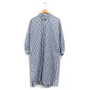【中古】グローバルワーク GLOBAL WORK ストライプ シャツ ワンピース 長袖 ロング丈 M グレー 灰 /FT37 レディース 【ベクトル 古着】 241206