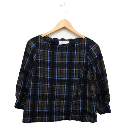 【中古】アナトリエ ANATELIER チェック柄 シャツ ブラウス スカラップネック 七分袖 36 ブラック 黒 /FT49 レディース 【ベクトル 古着】 241202 【中古】アナトリエ ANATELIER チェック柄 シャツ ブラウス スカラップネック 七分袖 36 ブラック 黒 /FT49 レディース 【ベクトル 古着】 241202