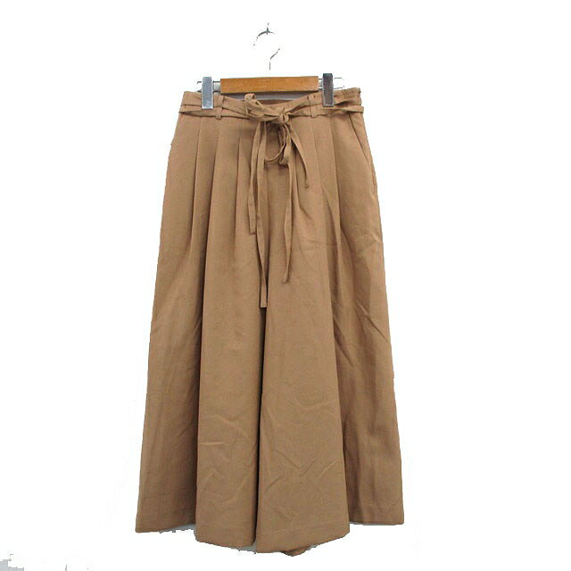 【中古】ミッシェルクラン MICHEL KLEIN ワイドパンツ ギャザー リボン シンプル 38 ベージュ /KT16 レディース 【ベクトル 古着】 241211