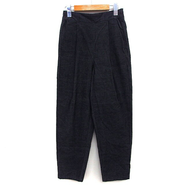 【中古】ラコレ LAKOLE コーデュロイ パンツ テーパード イージー シンプル タック 綿混 S チャコール 灰 /HT19 レディース 【ベクトル 古着】 241212