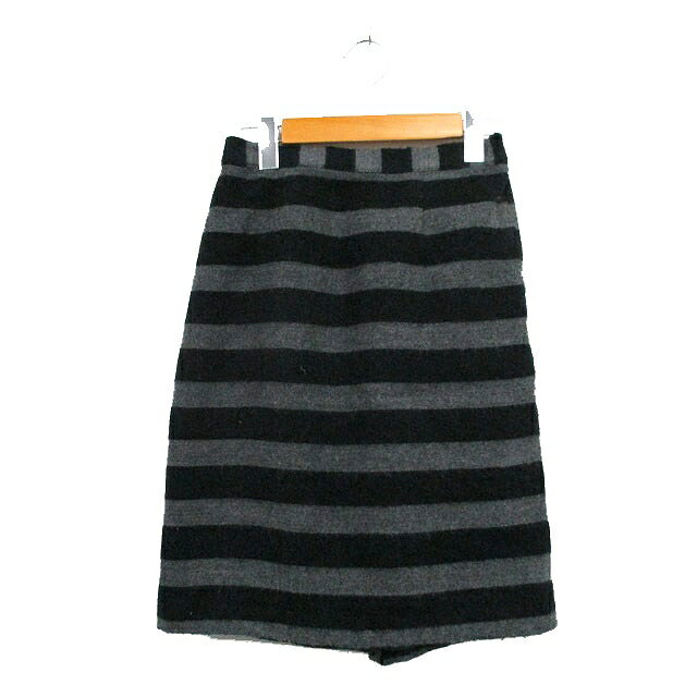 【中古】イーアールジー e.r.g 台形 スカート ミニ ボーダー M ブラック 黒 /KT4 レディース 【ベクトル 古着】 241213