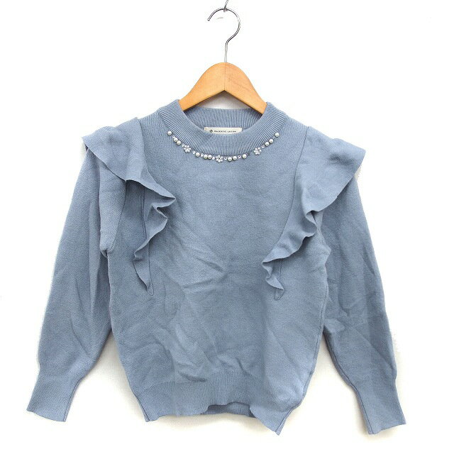 【中古】マジェスティックレゴン MAJESTIC LEGON フリル ニット セーター リブ クロップド モックネッ..