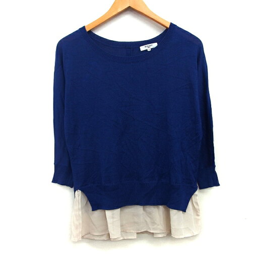 【中古】N.Natural Beauty Basic N.ナチュラルビューティーベーシック セーター ニット レイヤード風 シフォン 無地 シンプル 切替リブ 飾りボタン 長袖 丸首 ウール混 M ネイビー 紺 /HT21 レディース 【ベクトル 古着】 241218 【中古】N.Natural Beauty Basic N.ナチュラルビューティーベーシック セーター ニット レイヤード風 シフォン 無地 シンプル 切替リブ 飾りボタン 長袖 丸首 ウール混 M ネイビー 紺 /HT21 レディース 【ベクトル 古着】 241218