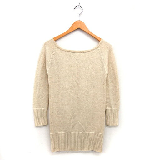 【中古】ビッキー VICKY COUTURE ニット チュニック セーター ラグランスリーブ リブ ラメ混 ウール 長袖 2 ベージュ /NT8 レディース 【ベクトル 古着】 241223 【中古】ビッキー VICKY COUTURE ニット チュニック セーター ラグランスリーブ リブ ラメ混 ウール 長袖 2 ベージュ /NT8 レディース 【ベクトル 古着】 241223