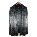 【中古】アズールバイマウジー AZUL by moussy ニット カーディガン グラデーション ステッチ 飾りボタン フェイクレザー紐 長袖 綿混 S ライト...