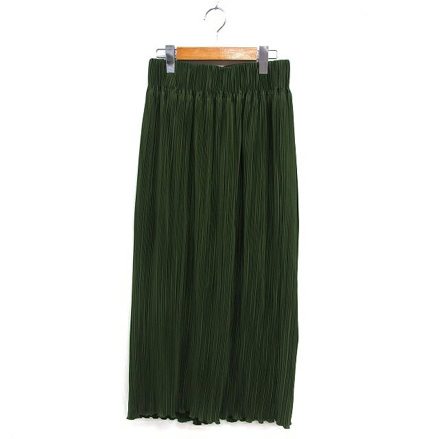 【中古】クラシカルエルフ CLASSICAL ELF ナロー プリーツ スカート マキシ丈 スリット ゆったり シンプル M-L 緑 グリーン /NT20 レディース 【ベクトル 古着】 250108