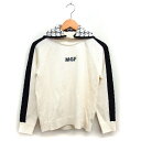 【中古】ミズノ MIZUNO MGF ゴルフウェア ニット セーター フード ラグランスリーブ ロゴ リブ ウール混 長袖 M オフホワイト /NT4 レディース 【ベクトル 古着】 250109