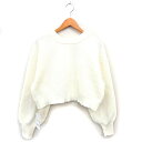 【中古】未使用品 アントマリーズ Aunt Marie's タグ付き カーディガン ニット バックボタン ショート ワイド リブ ドロップショルダー 長袖 F 白 ホワイト /NT10 レディース 【ベクトル 古着】 250109(4)