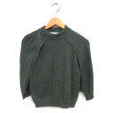 【中古】LIME TREE シャギーニット セーター クルーネック ケープ袖 アンゴラ混 ウール混 リブ ONE カーキ /NT28 レディース 【ベクトル 古着】 250110(4)