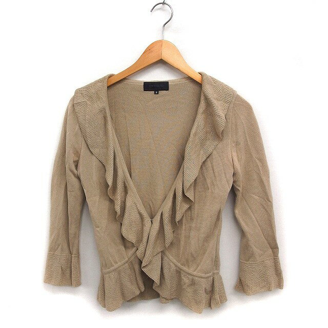 【中古】アンタイトル UNTITLED ニット カーディガン ボレロ フリル 無地 綿混 2 ベージュ /FT44 レディース 【ベクトル 古着】 250124