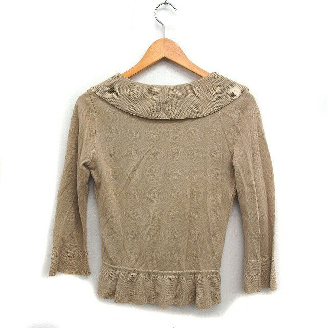 【中古】アンタイトル UNTITLED ニット カーディガン ボレロ フリル 無地 綿混 2 ベージュ /FT44 レディース 【ベクトル 古着】 250124