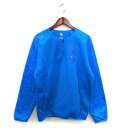 【中古】デサント DESCENTE 野球ウェア 裏起毛 ラグランスリーブ フリース ハーフジップ プリント ロゴ 長袖 O 青 ブルー /NT20 メンズ 【ベ...