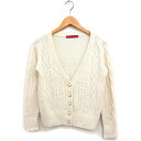 【中古】ドーリーガールバイアナスイ DOLLY GIRL by ANNA SUI ニット Vネック カーディガン ケーブル編み ウール混 アンゴラ混 2 オフホ...