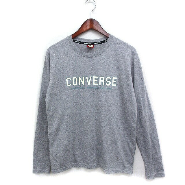 【中古】コンバース CONVERSE プリント ロングスリーブ Tシャツ 丸首 綿混 M グレー 灰 /FT33 メンズ ..