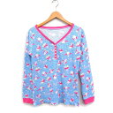 【中古】ピーチジョン PEACH JOHN ペンギンプリント ワッフル Tシャツ 長袖 Vヘンリーネック パジャマ L ライトブルー /FT30 レディース 【...