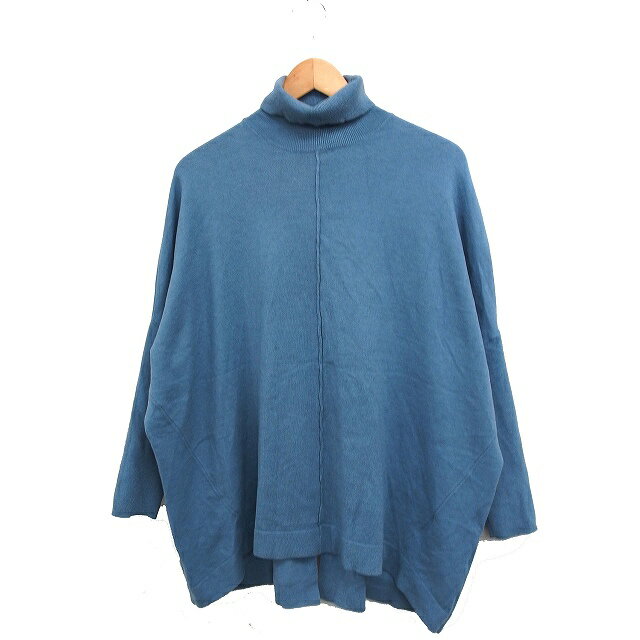 【中古】グローブ grove タートルネック ニット セーター 長袖 無地 ゆったり L サックスブルー 青 /FT..