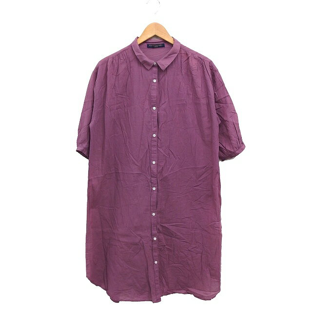 【中古】ハニーサックルローズ Honeysuckle Rose シャツワンピース 五分袖 ロング丈 無地 綿麻 M パープル 紫 /FT25 レディース 【ベクトル 古着】 250131