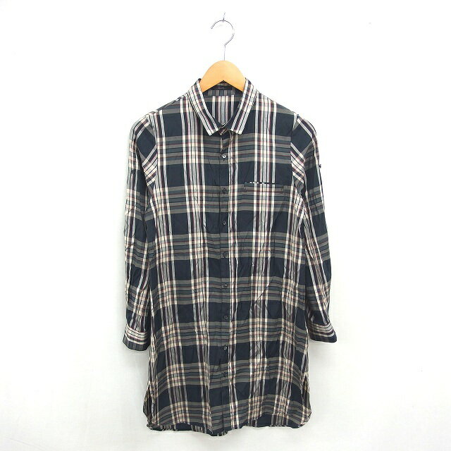 【中古】ロッソ ROSSO アーバンリサーチ シャツワンピ ワンピース ひざ下丈 チェック ステンカラー 薄手 長袖 F ブラック ベージュ 黒 薄茶 /TT レディース 【ベクトル 古着】 250213