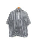 【中古】チャオパニック ティピー CIAOPANIC TYPY カットソー Tシャツ 半袖 ハーフジップ コットン ボーダー M ネイビー 紺 /KT21 レデ...