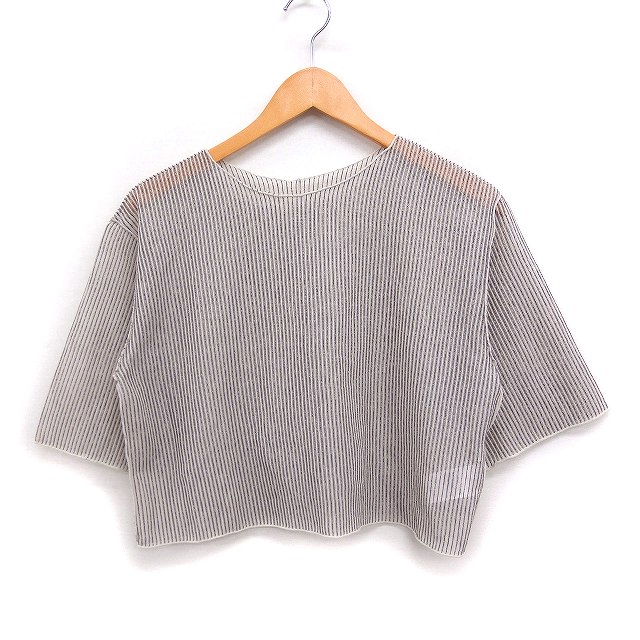 【中古】ローリーズファーム LOWRYS FARM シアー ラッセル ショート Tシャツ カットソー 半袖 F アイボリー 白 /FT23 レディース 【ベクトル 古着】 250210