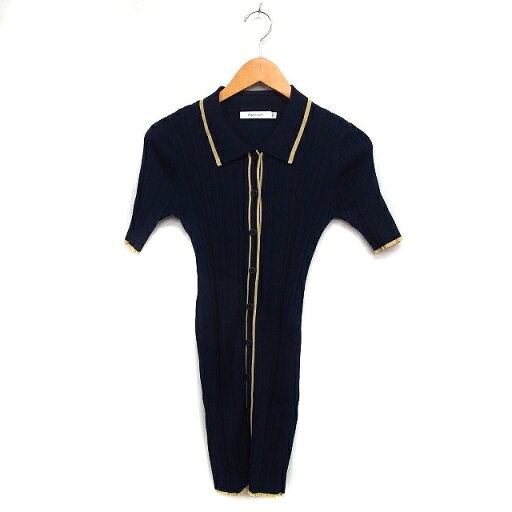 【中古】マウジー MOUSSY リブ ニットチュニック 半袖 バイカラー 無地 1 ネイビー 紺 /FT19 レディース 【ベクトル 古着】 250215 【中古】マウジー MOUSSY リブ ニットチュニック 半袖 バイカラー 無地 1 ネイビー 紺 /FT19 レディース 【ベクトル 古着】 250215