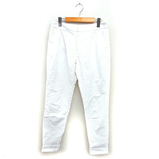 【中古】ザラ ベーシック ZARA BASIC テーパード タック パンツ 透け感 コットン 綿 無地 ジップフライ S 白 ホワイト /NT35 レディース 【ベクトル 古着】 250220