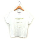 【中古】未使用品 イェッカヴェッカ YECCA VECCA タグ付き タック プリント カットソー ボートネック 英字 コットン 綿 透け感 半袖 F オフホワ...