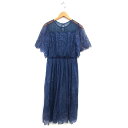 【中古】ケティ KETTY ドレス レース チュール ワンピース フレア ロング 透け感 ゆったり 五分袖 M 紺 ネイビー /NT6 レディース 【ベクトル ...