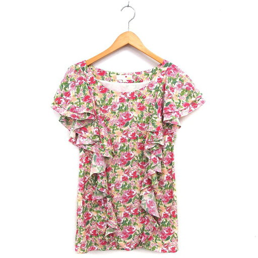 【中古】リッチ rich フリルスリーブ チュニック 花柄 ボートネック サイドジップ 半袖 S ピンク /NT30 レディース 【ベクトル 古着】 250221 【中古】リッチ rich フリルスリーブ チュニック 花柄 ボートネック サイドジップ 半袖 S ピンク /NT30 レディース 【ベクトル 古着】 250221