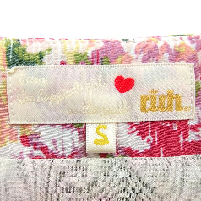 【中古】リッチ rich フリルスリーブ チュニック 花柄 ボートネック サイドジップ 半袖 S ピンク /NT30 レディース 【ベクトル 古着】 250221