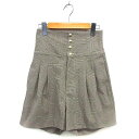 【中古】スピック&スパン Spick&Span U by ハイウエスト キュロット ショートパンツ グレンチェック タック ジップフライ 36 ベージュ /NT...