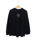 【中古】ページボーイ PAGE BOY ビッグシルエット カットソー Tシャツ クルーネック プリント リブ 英字 コットン 綿 長袖 F 黒 ブラック /NT...