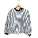 【中古】コーエン coen ボーダー Tシャツ カットソー 長袖 丸首 コットン 綿 M ホワイト 白 ブラック 黒 /FT15 レディース 【ベクトル 古着】...