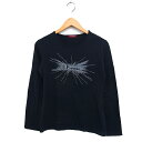 【中古】ユーピーレノマ U.P renoma プロント Tシャツ カットソー 長袖 丸首 ロゴ ビーズ装飾 Lブラック 黒 /FT22 レディース 【ベクトル ...
