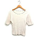 【中古】グローバルワーク GLOBAL WORK メロウ TEE カットソー リブ 半袖 配色ステッチ L オフホワイト 白 /FT20 レディース 【ベクトル...