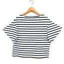 【中古】B&Y ユナイテッドアローズ BEAUTY&YOUTH ビューティー&ユース ボーダー カットソー Tシャツ 半袖 ボートネック コットン 綿 ホワイト...