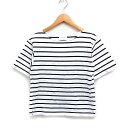 【中古】ユナイテッドアローズ UNITED ARROWS ボーダー カットソー Tシャツ ボートネック コットン 綿 ホワイト 白 ブラック 黒 /FT42 レ...