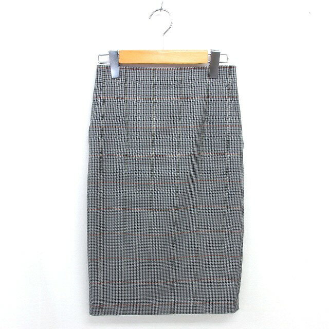 【中古】23区 オンワード樫山 タイト スカート ひざ下丈 チェック ウール混 バックジップ 32 グレー /TT レディース 【ベクトル 古着】 250222