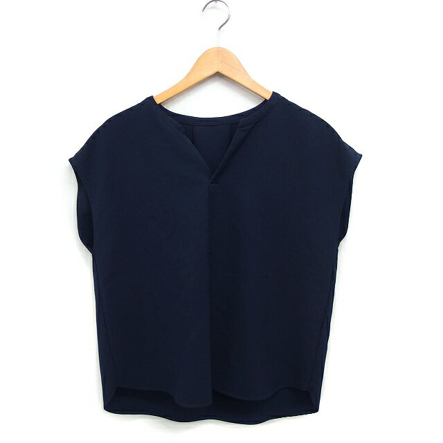 【中古】ロペピクニック ROPE Picnic タック ブラウス フレンチスリーブ オープンネック 無地 40 ネイビー 紺 /FT20 レディース 【ベクトル 古着】 250306