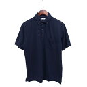 【中古】イッカ ikka LOUNGE ボタンダウン ポロシャツ 半袖 鹿の子 L ネイビー 紺 /FT37 メンズ 【ベクトル 古着】 250303