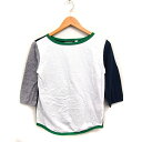 【中古】ビームスボーイ BEAMS BOY 天竺 無地 ボートネック 7分袖 Tシャツ カットソー ラウンドヘム 配色 コットン 綿 1 マルチカラー /FT3...
