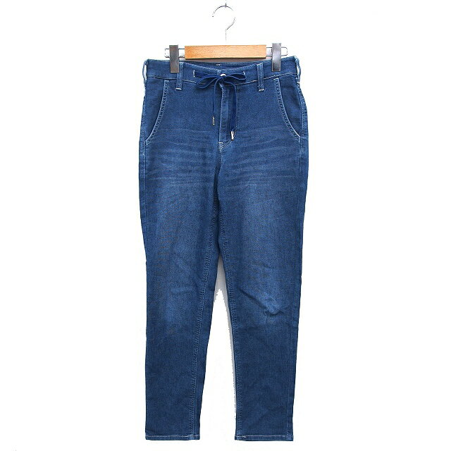 【中古】エドウィン EDWIN JERSEYS デニム ジーンズ ストレッチ ひげ加工 ドローストリング リネン混 ジップフライ XS 青 ブルー /NT10 レディース 【ベクトル 古着】 250305