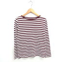 【中古】スピック&スパン Spick&Span カットソー Tシャツ ボーダー ボートネック 英字刺? 長袖 F ホワイト ボルドー 白 赤 /TT レディース...