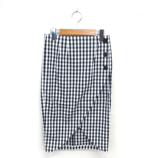 【中古】未使用品 ラグナムーン LagunaMoon タグ付き タイト スカート ミモレ丈 ロング チェック 薄手 M 黒 白 ブラック ホワイト /TT レディース 【ベクトル 古着】 250403