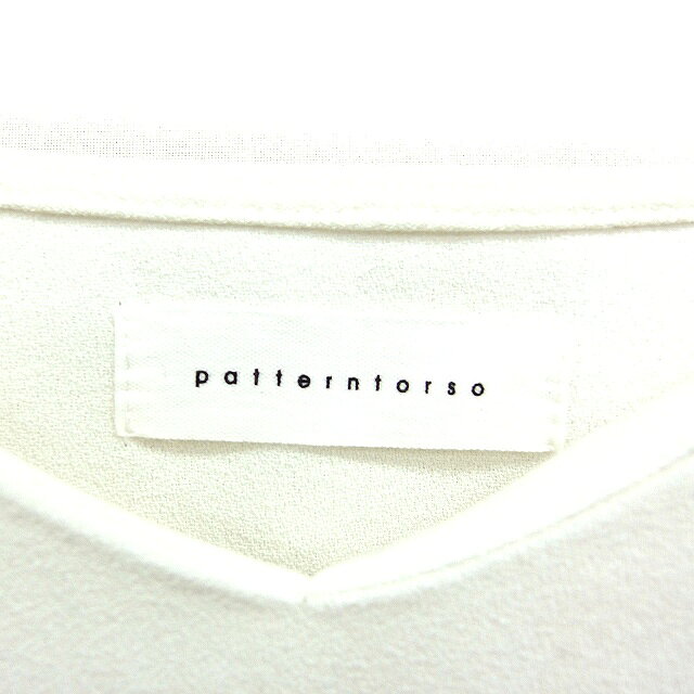【中古】パターントルソー pattern torso サイドプリーツ チュニック 長袖 Vネック 無地 オフホワイト 白 /FT38 レディース 【ベクトル 古着】 250409