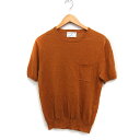 【中古】グリーンレーベルリラクシング ユナイテッドアローズ green label relaxing リネン ニット セーター 半袖 丸首 無地 S キャメル 茶 /FT2 メンズ 【ベクトル 古着】 250405(4)