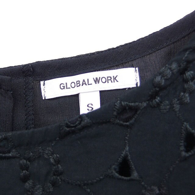 【中古】グローバルワーク GLOBAL WORK カットワークレース ブラウス 半袖 ボートネック S ブラック 黒 /FT15 レディース 【ベクトル 古着】 250405 auc-vector-20248291 ブランド古着の買取販売ベクトル サンプル画像3